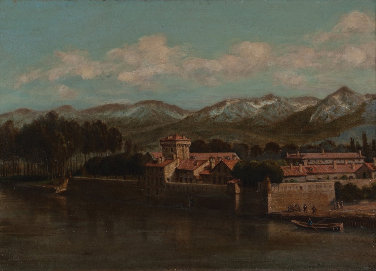 Grenoble'daki Isère Kıyıları, dağ manzarası 1864 (Tuval üzerine yağlı boya) by Unknown artist