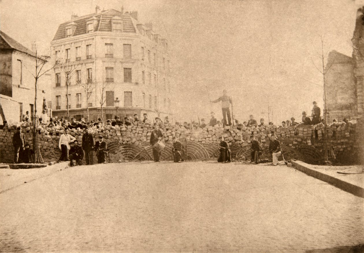 Menilamount tepelerinde barikat, Paris, Mart 1871 by Unknown artist