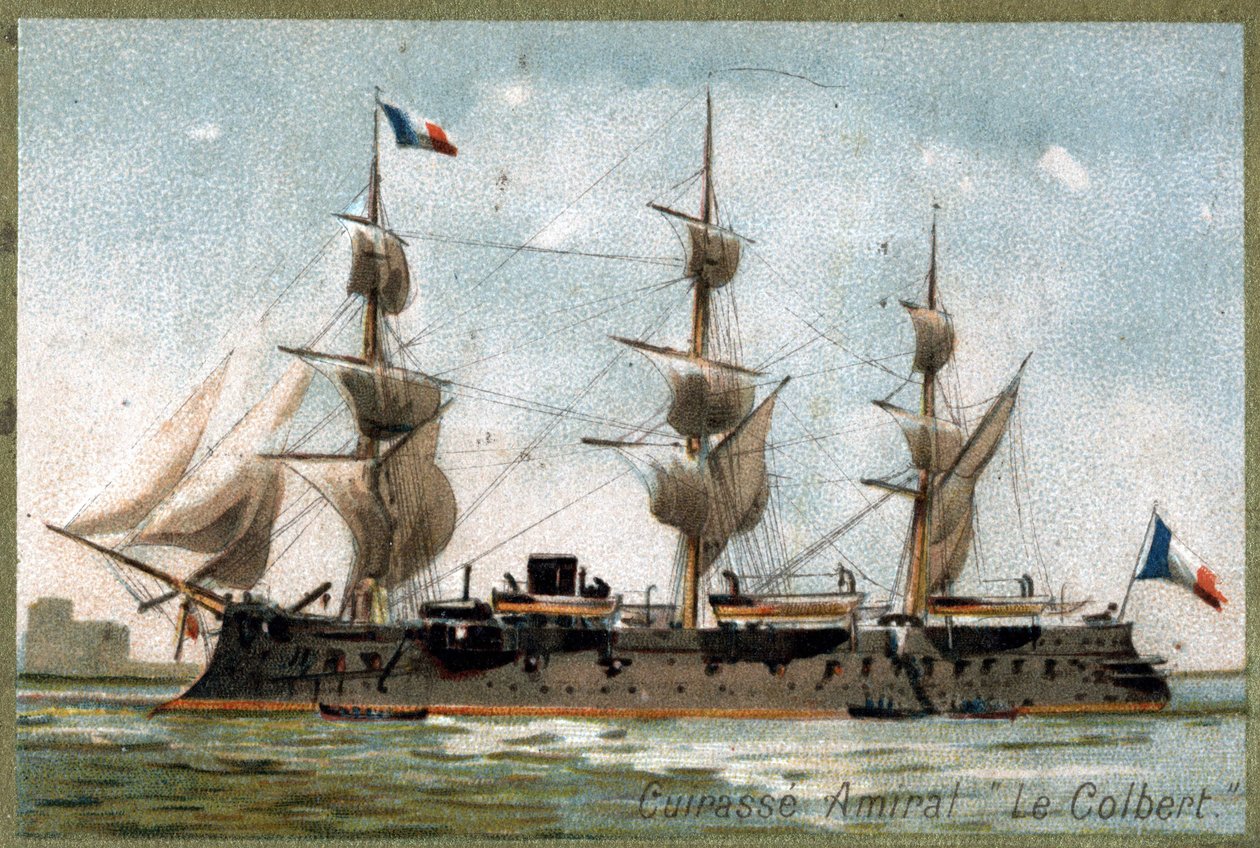 Savaş Gemisi Amiral “” Colbert””. 19. yüzyıl kromolitografisi. by Unknown artist