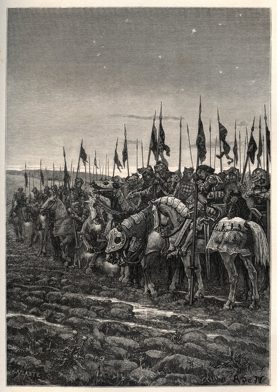 Agincourt savaşından önce - 100 Yılların Savaşı: Azincourt Savaşı (Pas-de-Calais) 25 Ekim by Unknown artist