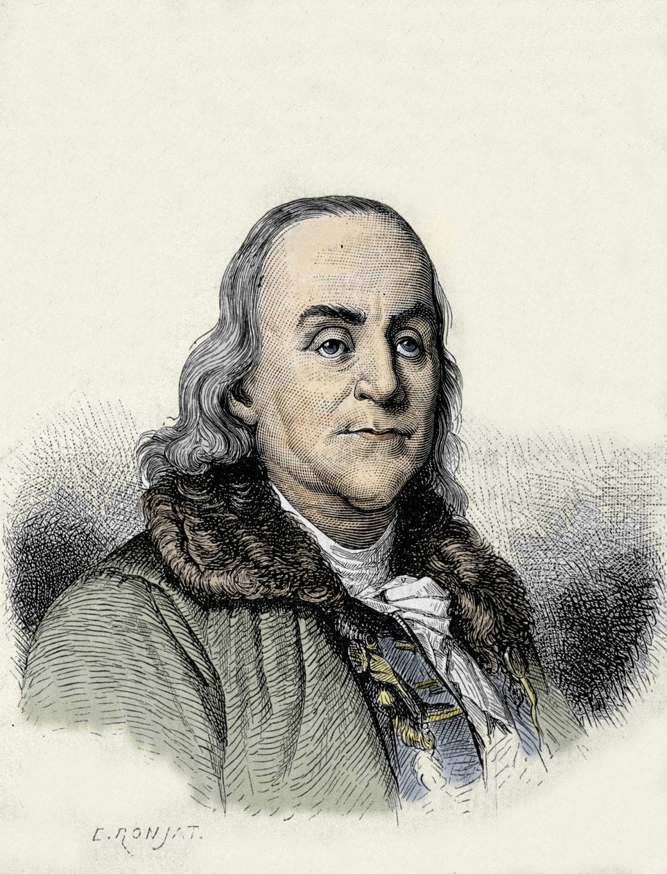 Benjamin Franklin (1706-1790), Amerikalı filozof, fizikçi ve büyükelçi. by Unknown artist