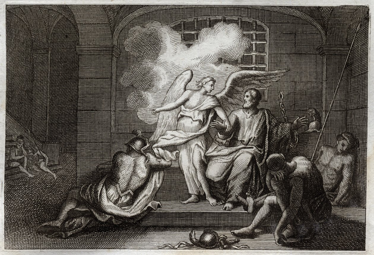 Royaumont İncili, Yeni Ahit: Saint Peter Delivre de hapishane. Aziz Peter geceleri bir Melek tarafından hapishaneden serbest bırakılır. 1811