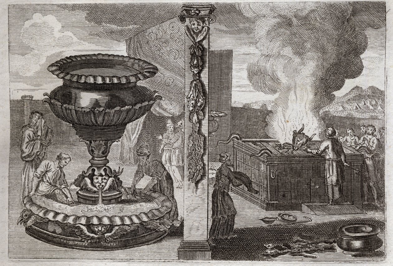 Royaumont İncili, Eski Ahit: Parfüm Sunağı. İki sunak figürü, parfümlerden biri ve yakmalık sunulardan biri. 1811