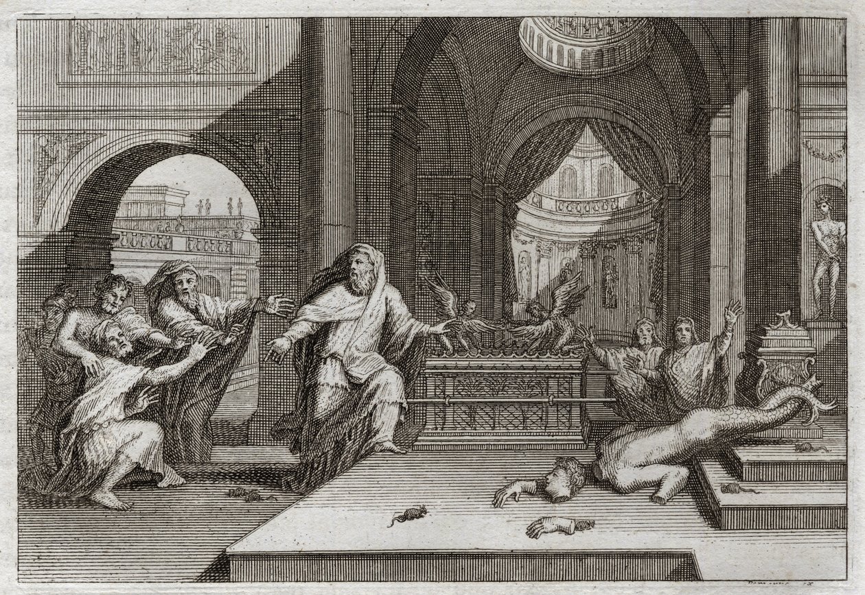 Royaumont İncili, Eski Ahit: Dagon İdolü. Ve Filistîler, mabede, Allahları Dagon
