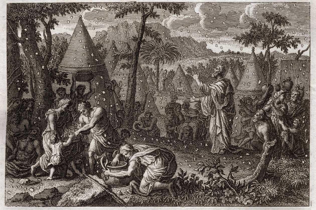 Royaumont İncili, Eski Ahit: Çöldeki Yahudiler (veya manna isyanı). Tanrı, kırk yıl boyunca gökten man yağdırır. 1811