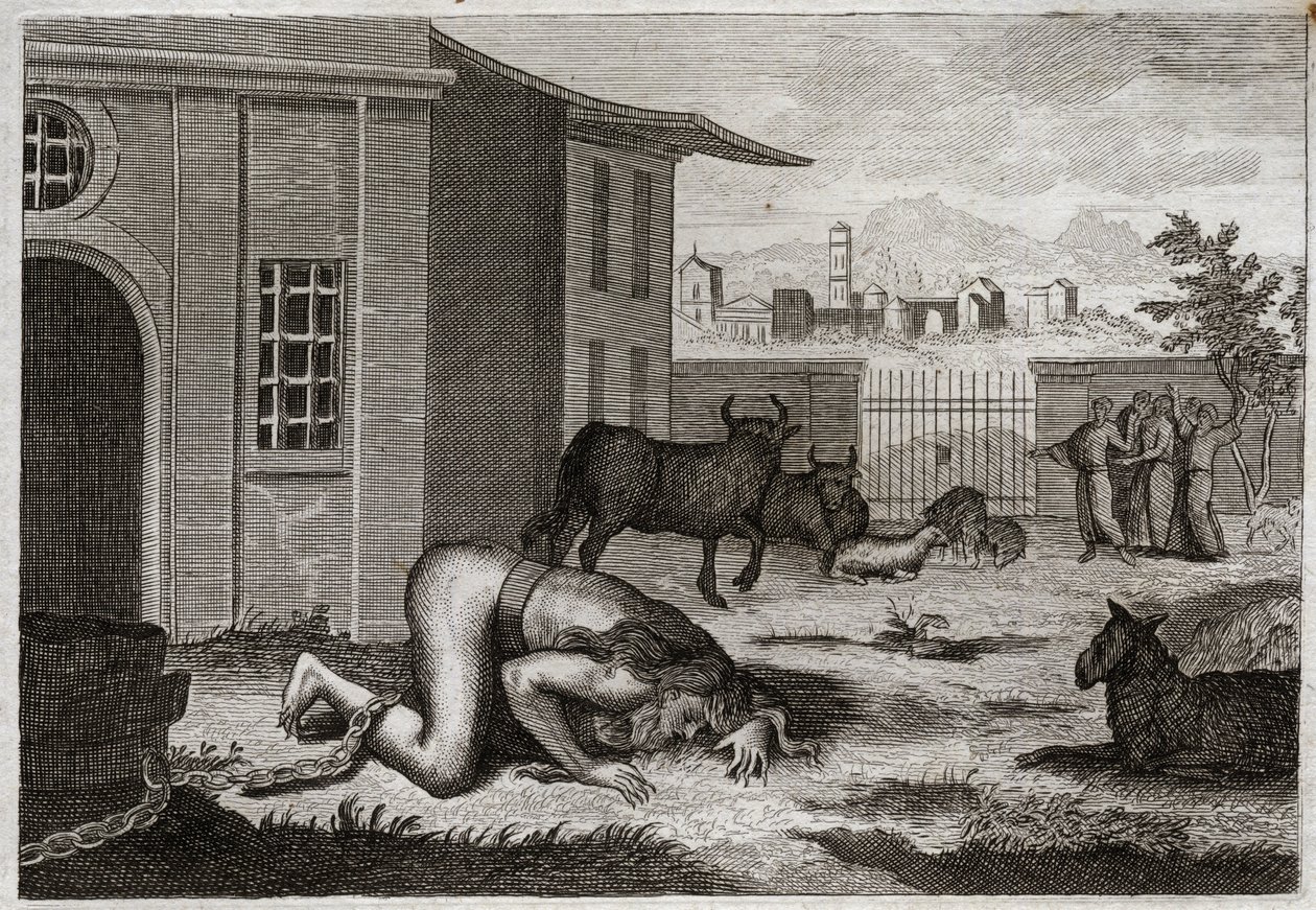 Royaumont İncili, Eski Ahit: Nebuchadnezzar bete olarak değişir. Kral Nebukadnezar II, gururu yüzünden adil bir şekilde cezalandırılarak bahise dönüşür. 1811
