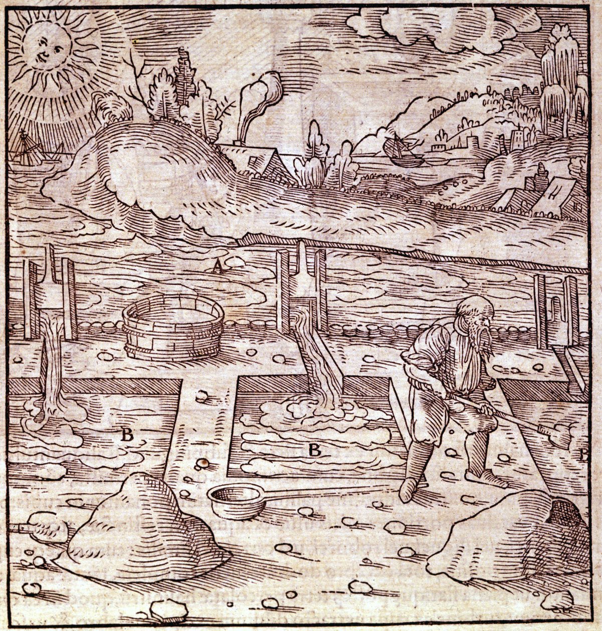 Bitüm geri kazanımı. 15. yüzyılın Georg Bauer “” Agricola De Re Metalica”” kitabı. İncil. Milano Bilim Müzesi'nden. by Unknown artist