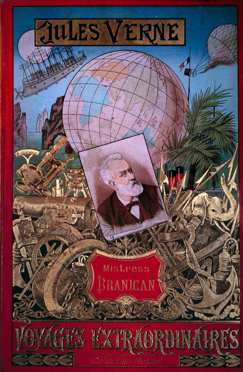 Kitap kapağı “” Branican Hanım” Jules Verne (1828-1905) tarafından “” Olağanüstü Voyages”” koleksiyonunda 19. yüzyıl Paris, B.N. by Unknown artist