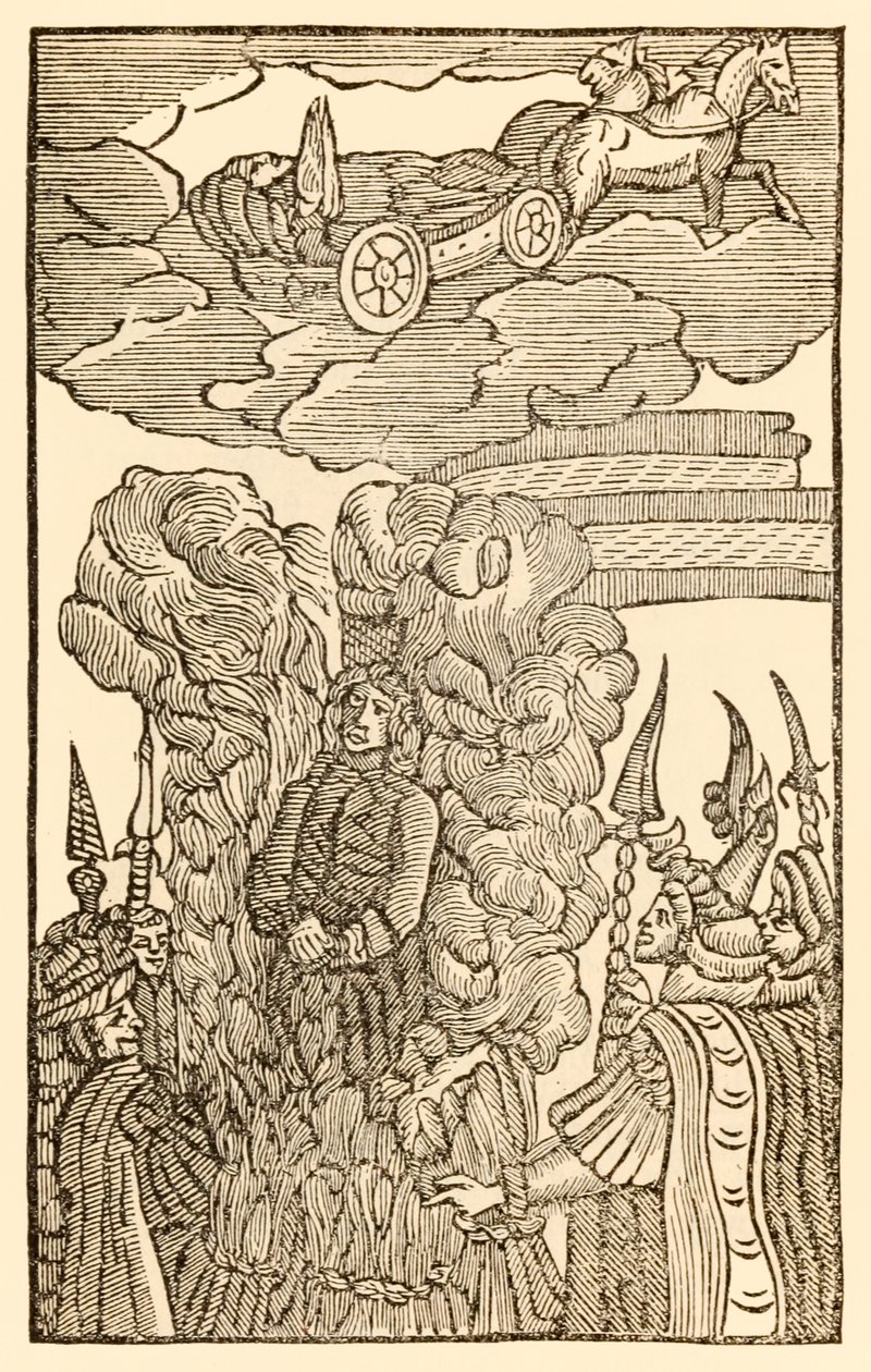 Cesur Sadık, sözlerinde ve eylemlerinde cesurca yapılır Hacılar Bu Dünyadan, Gelecek Olana İlerler, John Bunyan (1628-1688) Sadıklar işkence görür ve tehlikede yakılır, ancak sonra ilerler by Unknown
