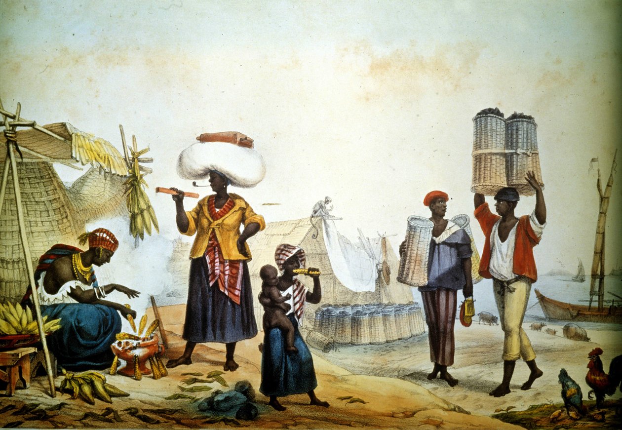 Brezilya, sokak satıcıları kömür ve maden by Unknown artist