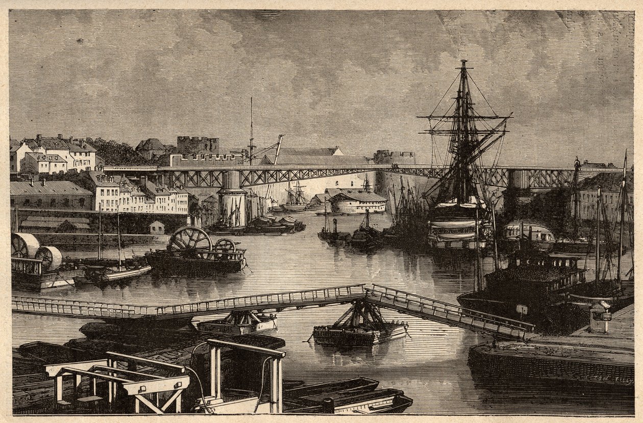 Brest - Askeri liman - Finistere - Brittany - “” PATRIE” deki gravür - LUCIEN HUARD TARAFINDAN FRANSA