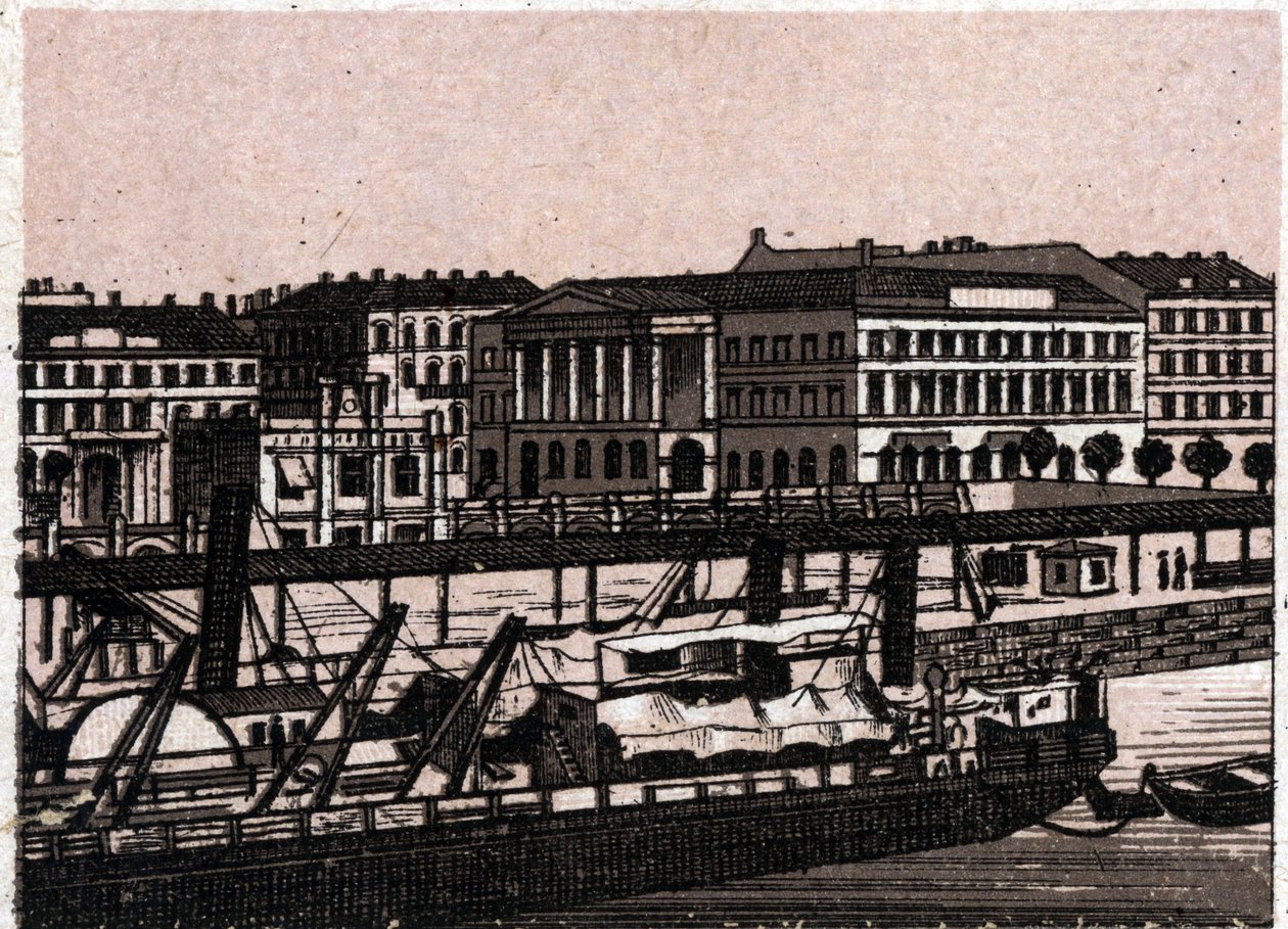 Budapeşte, Macaristan: Tuna Rıhtımı rıhtımının görünümü. “” Dünya 168 görüş gösteriyor”” Tarihsiz (19. yüzyılın sonu) by Unknown artist