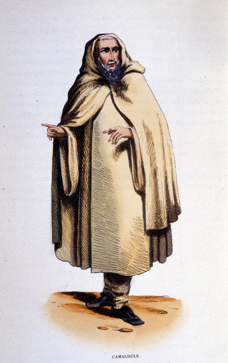 Camaldule, 1010 yılında Saint Romuald tarafından Camaldoli (Toskana) vadisinde kurulan tarikat (münzevi ve keşiş) üyesi. 19. yüzyıl gravürü. by Unknown artist