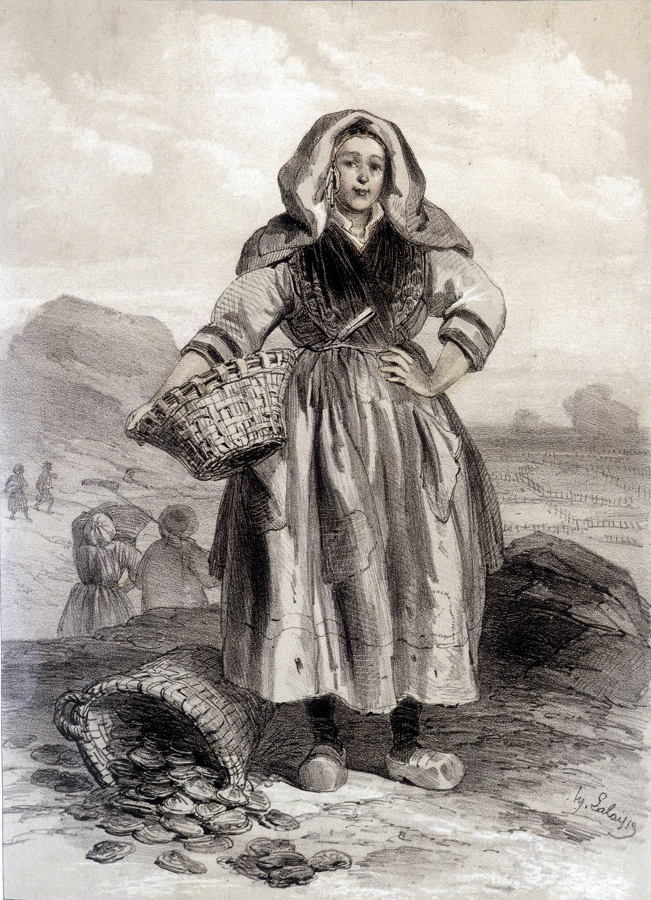 Cancale İstiridye Balıkçısı - litografi by Unknown artist