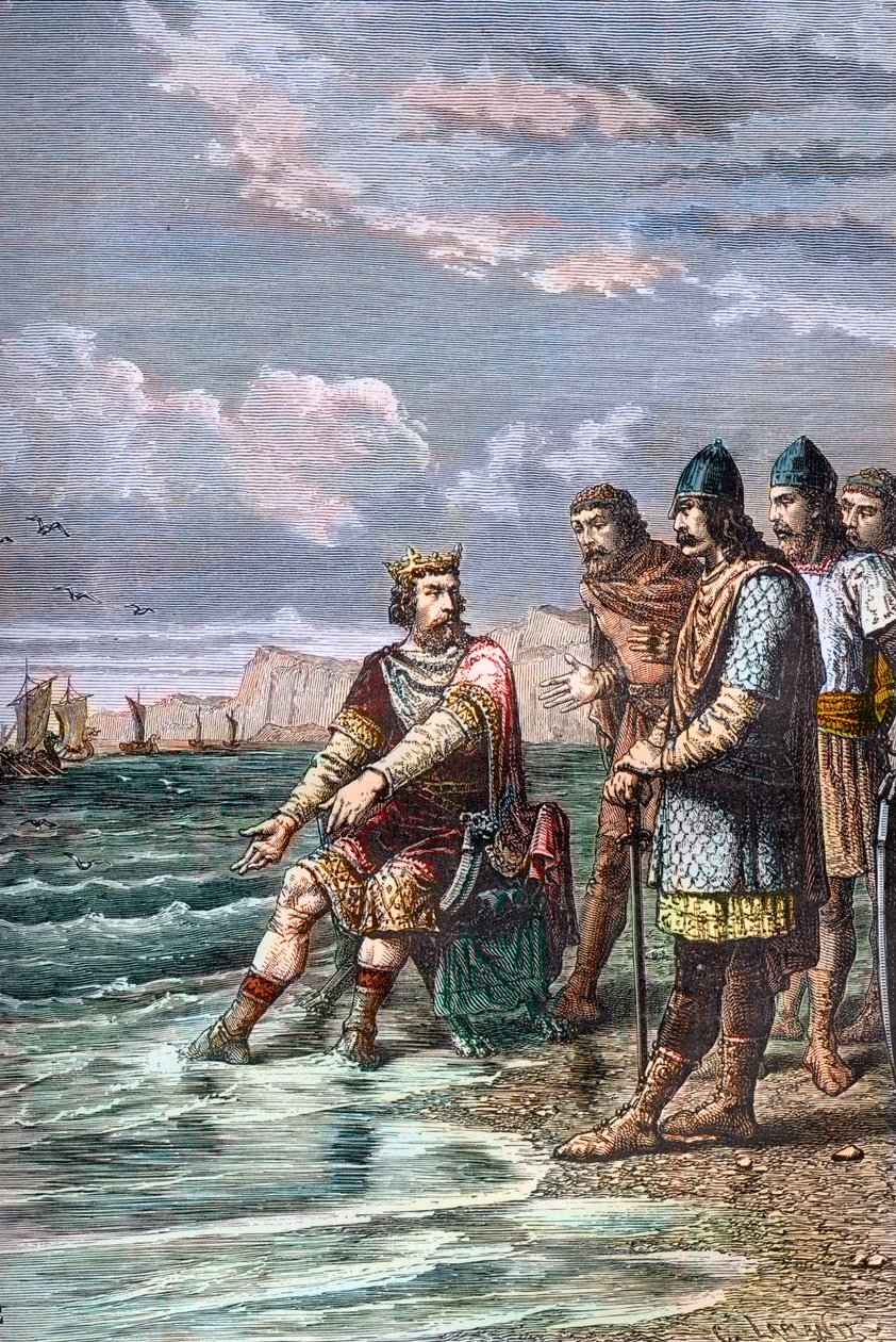 Büyük Kanut, komisyoncularını gelgiti durduracak güce sahip olmadığına ikna eder - Büyük Kral II. 1030 - Sarayına sadece şunu gösterir: by Unknown artist