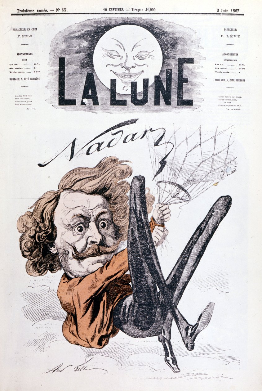 Nadar (1820 - 1910) havacısının karikatürü. 2/06/1867 tarihli "Ay"ın kapağı. by Unknown artist