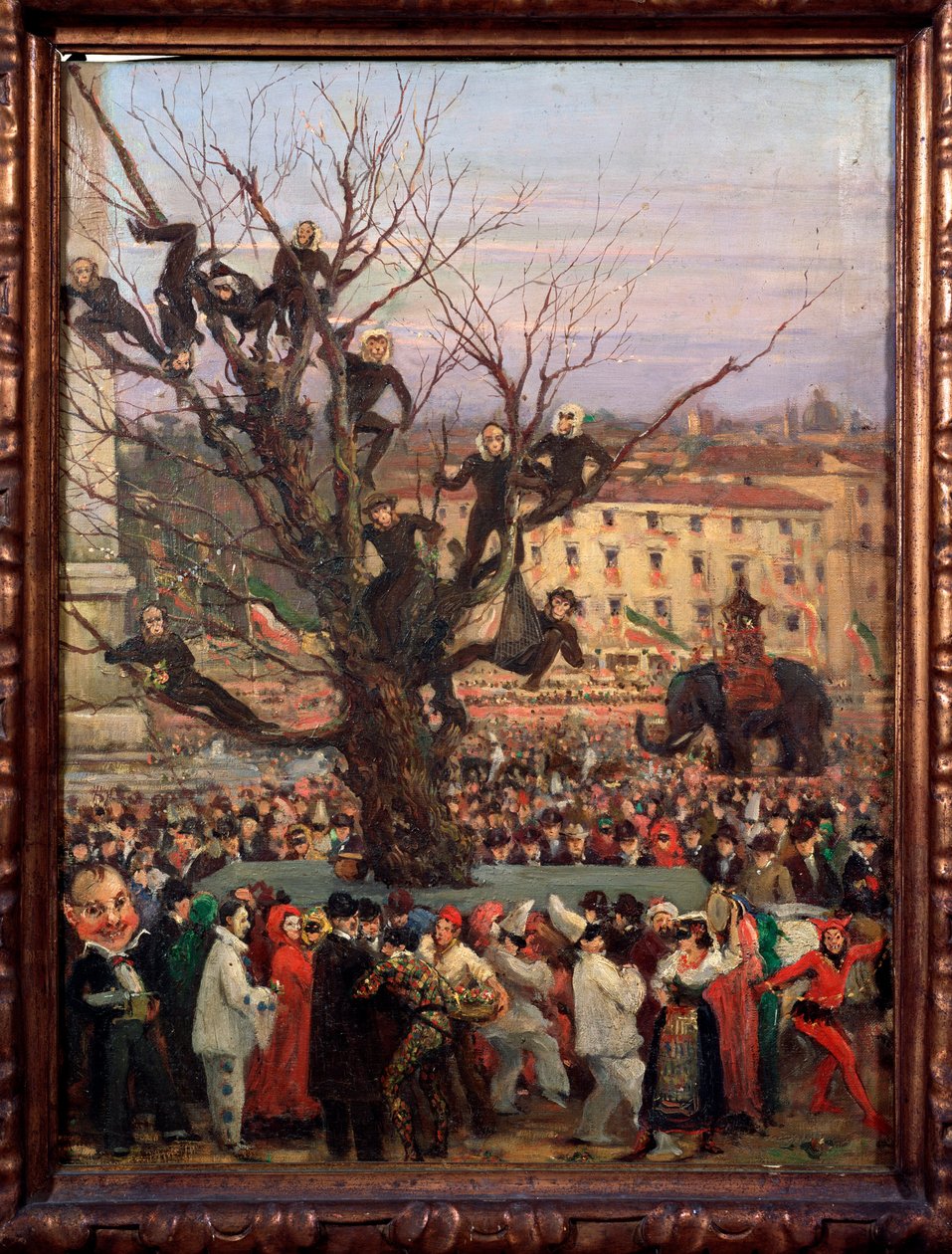 Roma Anonim tablosunun sokaklarında karnaval sahnesi. 19. yüzyıl Roma, Museo del Folklor by Unknown artist