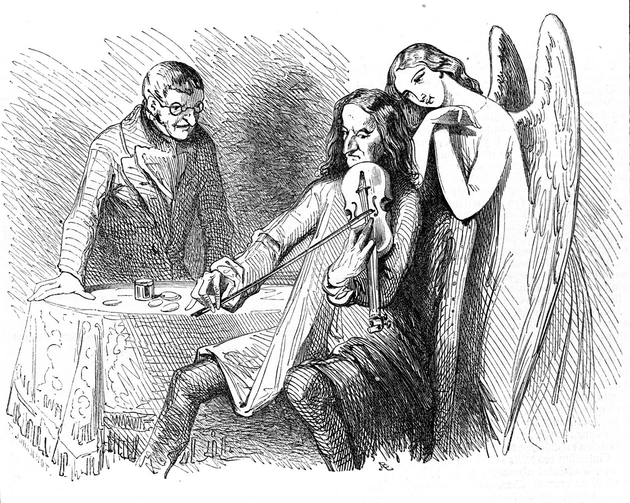 Niccolo Paganini (1782 - 1840) üzerine karikatür. by Unknown artist