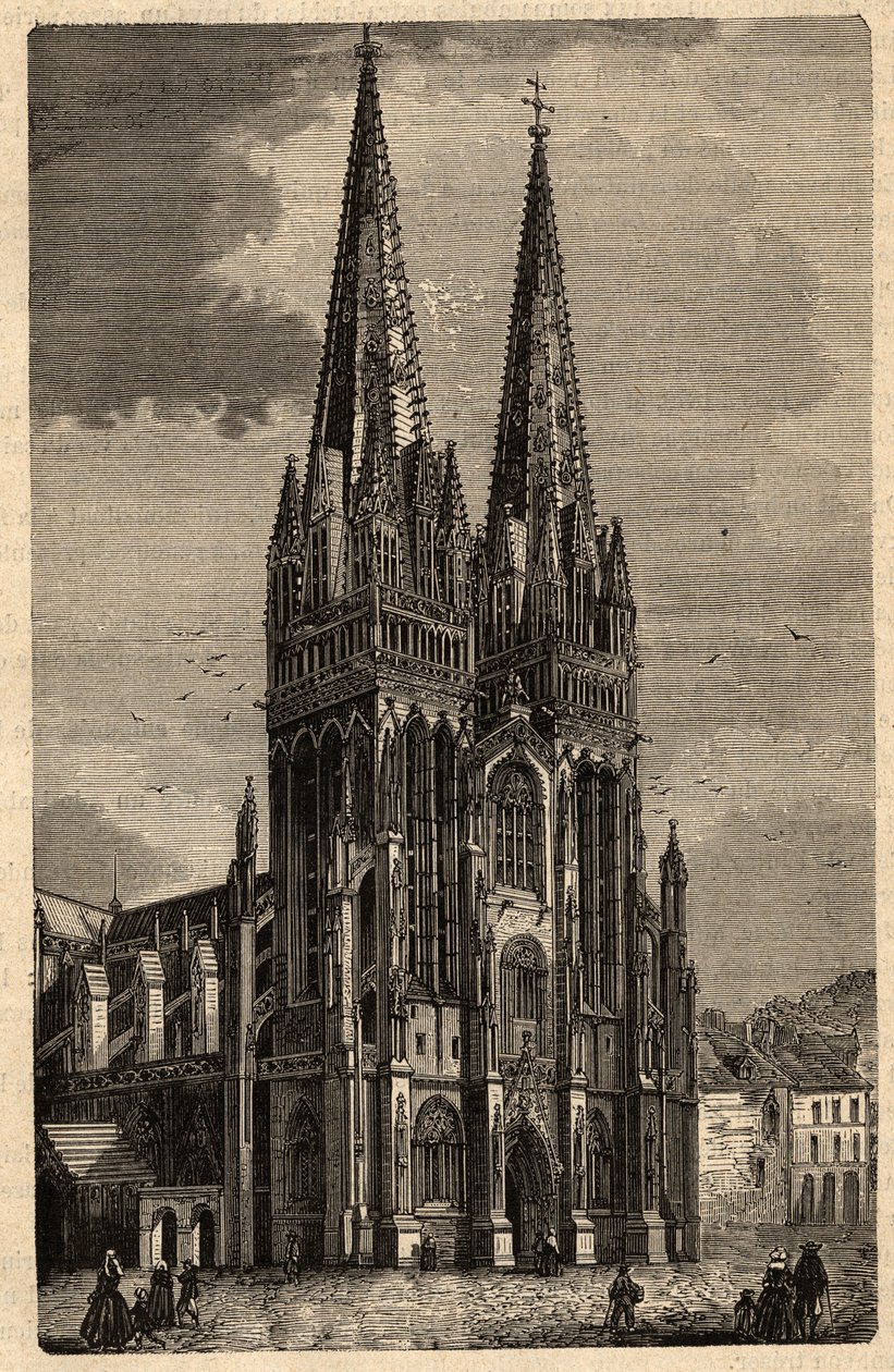 Quimper Aziz Corentin Katedrali - Saint-Corentin de Quimper Katedrali - “” PATRIE” de gravür - LUCIEN HUARD TARAFINDAN 6 CİLTTE FRANSA