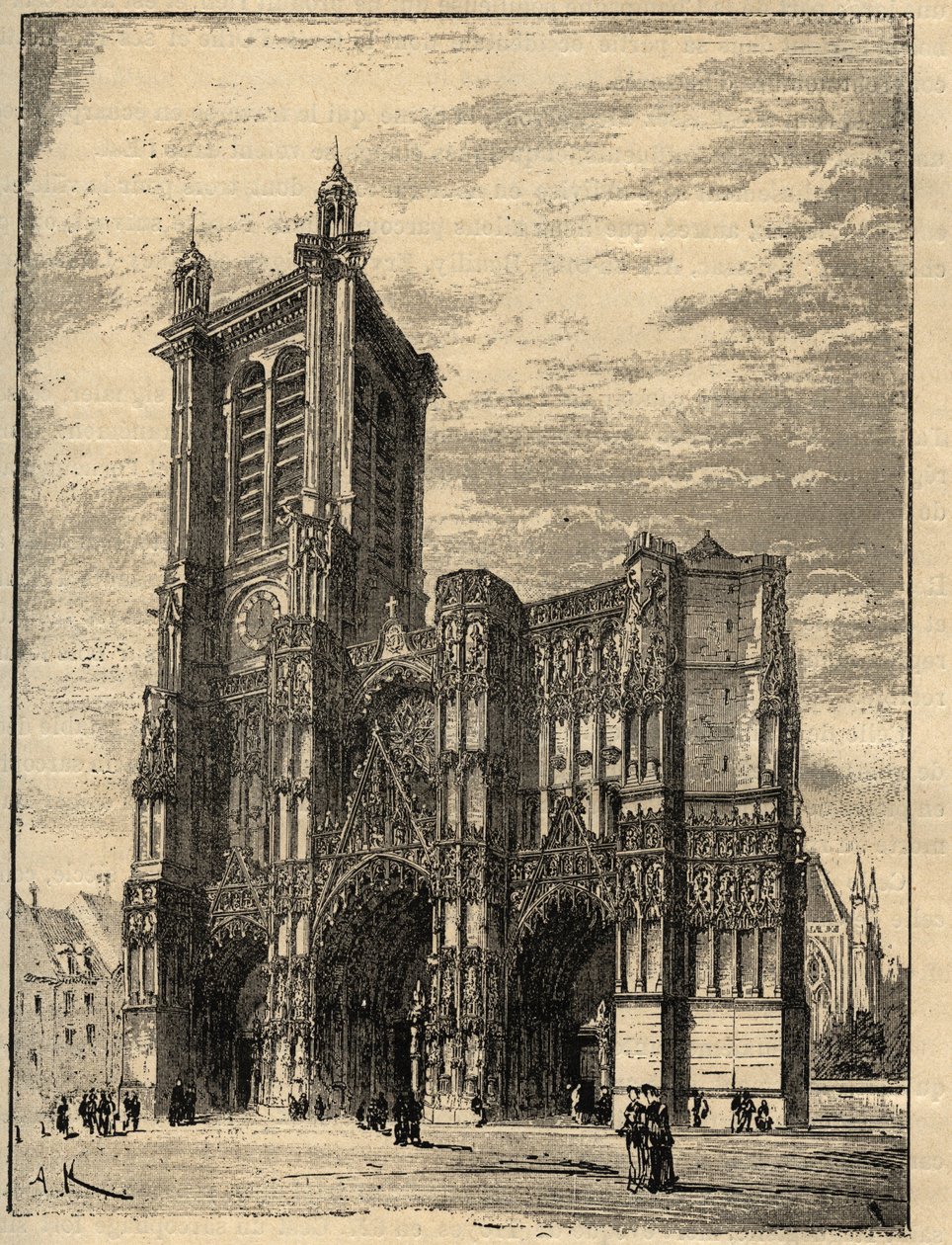 Cathedrale Saint-Pierre-et-Saint-Paul de Troyes - Şampanya-Ardennes - “” PATRIE” üzerine gravür - LUCIEN HUARD TARAFINDAN 6 CİLTTE FRANSA