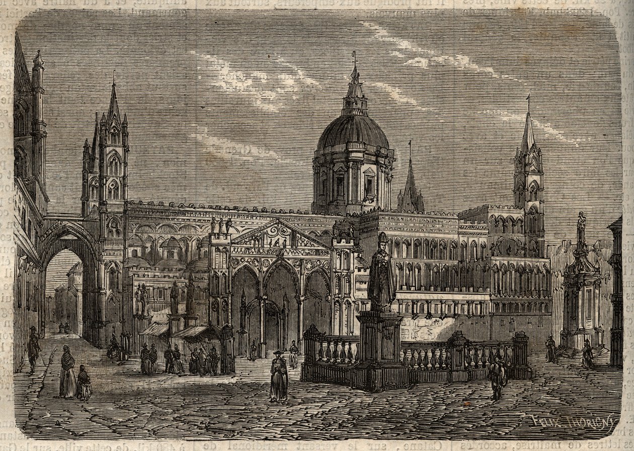 Cathedrale de Palermo - Palermo Katedrali - Palermo Katedrali - “” Dictionnaire populaire ünlü ”de gravür - 1864 - Joseph Decembre ve Edmond Allonier - by Unknown artist