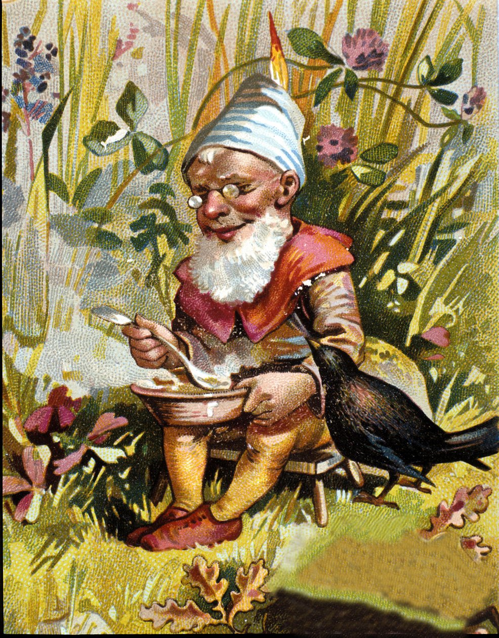 Cüce veya farfadet karakteri çorba içer. by Unknown artist