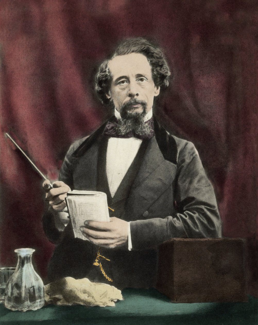 Charles Dickens (1812-1870) 1860 civarında bir okuma sırasında. by Unknown artist