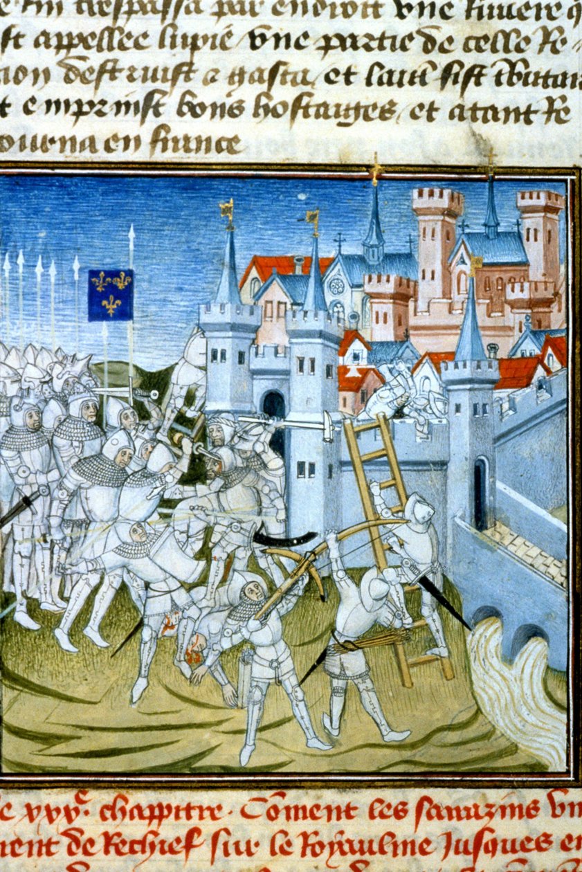 Charles Martel, Poitiers, 732 - 14. yüzyılın minyatürü (ref. 512, 074r) Toulouse Belediye Kütüphanesinden izin talebi (tel: 05 62 27 66 66) by Unknown artist