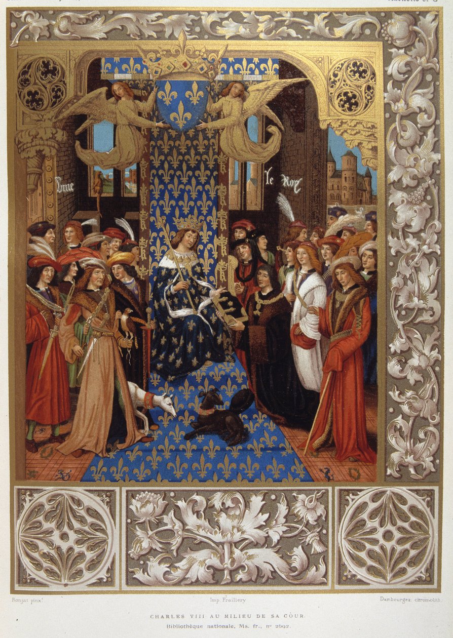 Avlusunun ortasında Charles VIII - bir minyatürden by Unknown artist