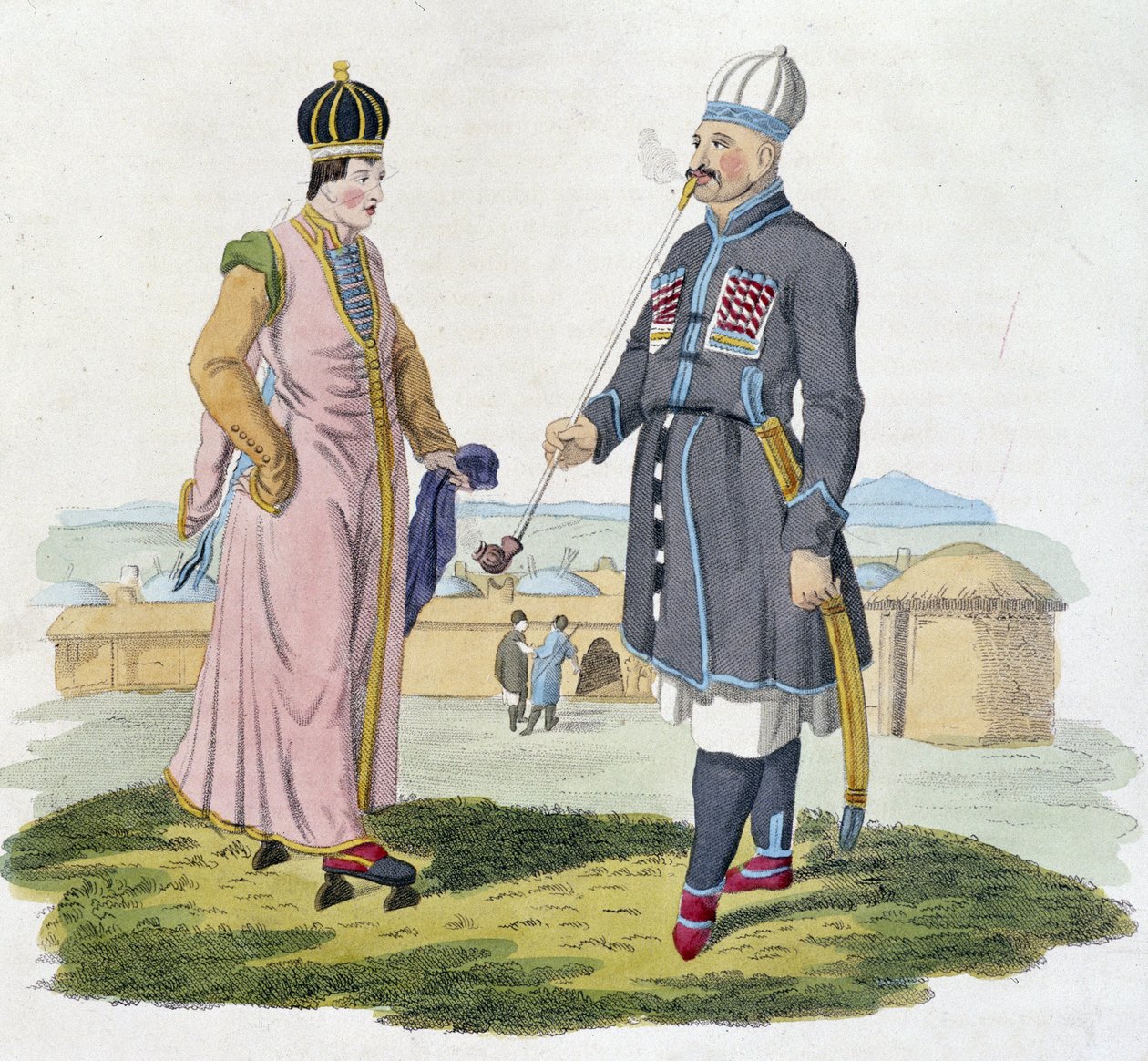 Çerkes erkek ve kadın (Kafkasya) by Unknown artist