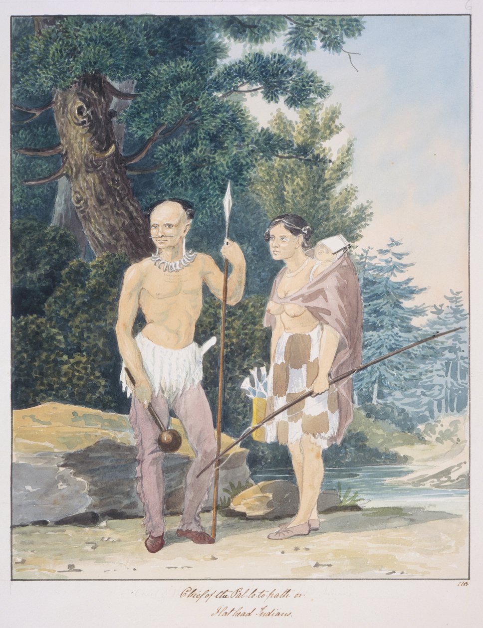 Pal-lo-to-path veya Flathead Kızılderililerinin şefi, c.1843-50 (suluboya) by Unknown artist