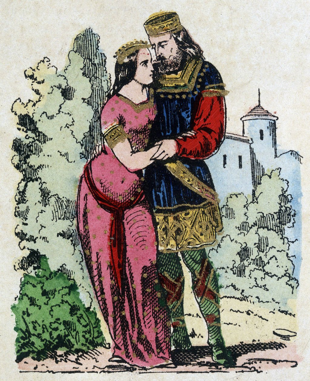 Salians Frankları kralı I. Childeric (436-481) sürgünü sırasında Basin of Thüringen (Thüringen kralının karısı) ile tanıştı. Clovis evliliklerinden doğdu. by Unknown artist