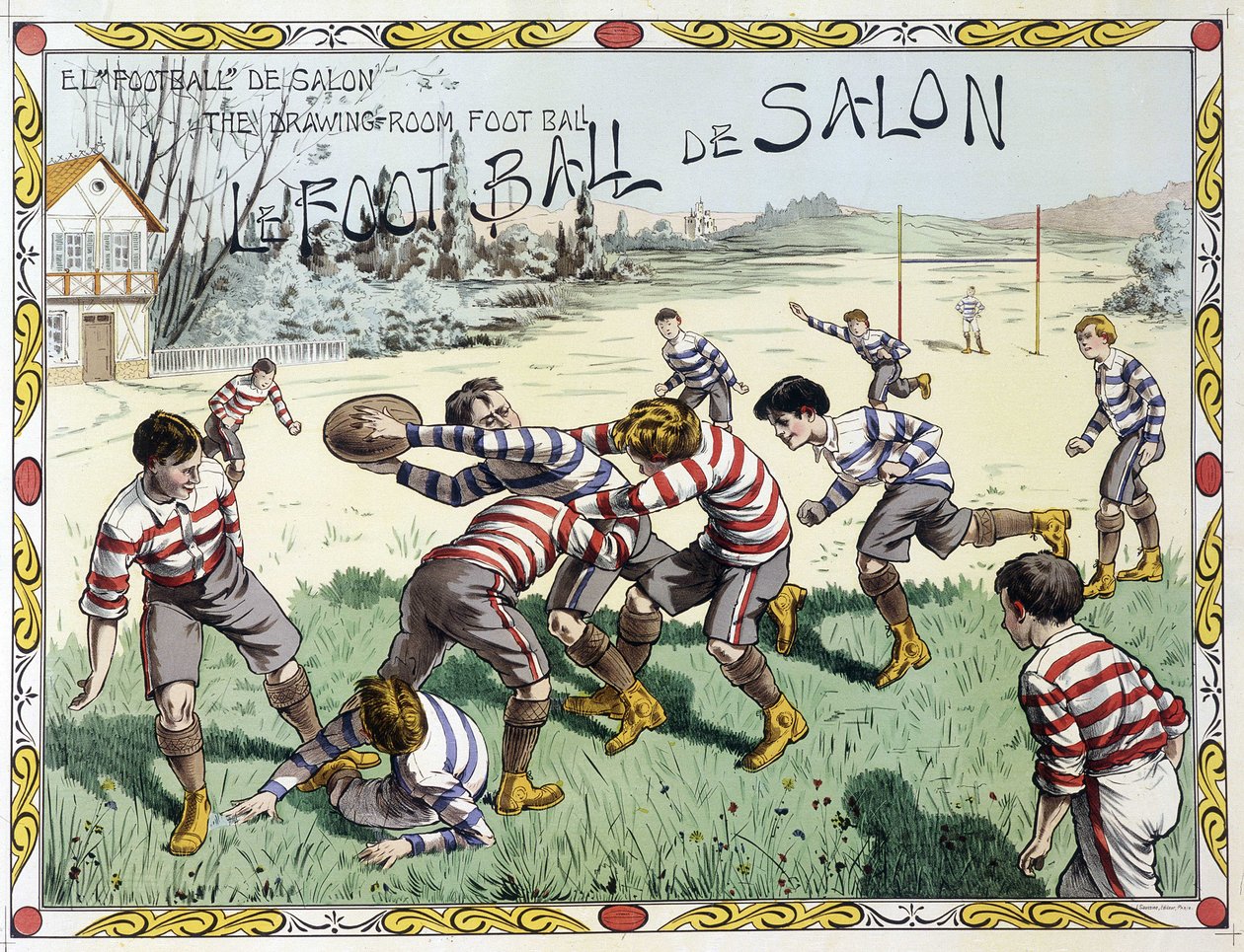 Ragbi oynayan çocuklar - çizim, 19. yüzyıl sonu by Unknown artist
