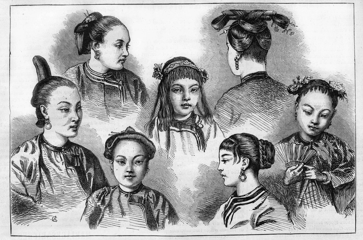 19. yüzyılda Çin modası ve saç modelleri. by Unknown artist