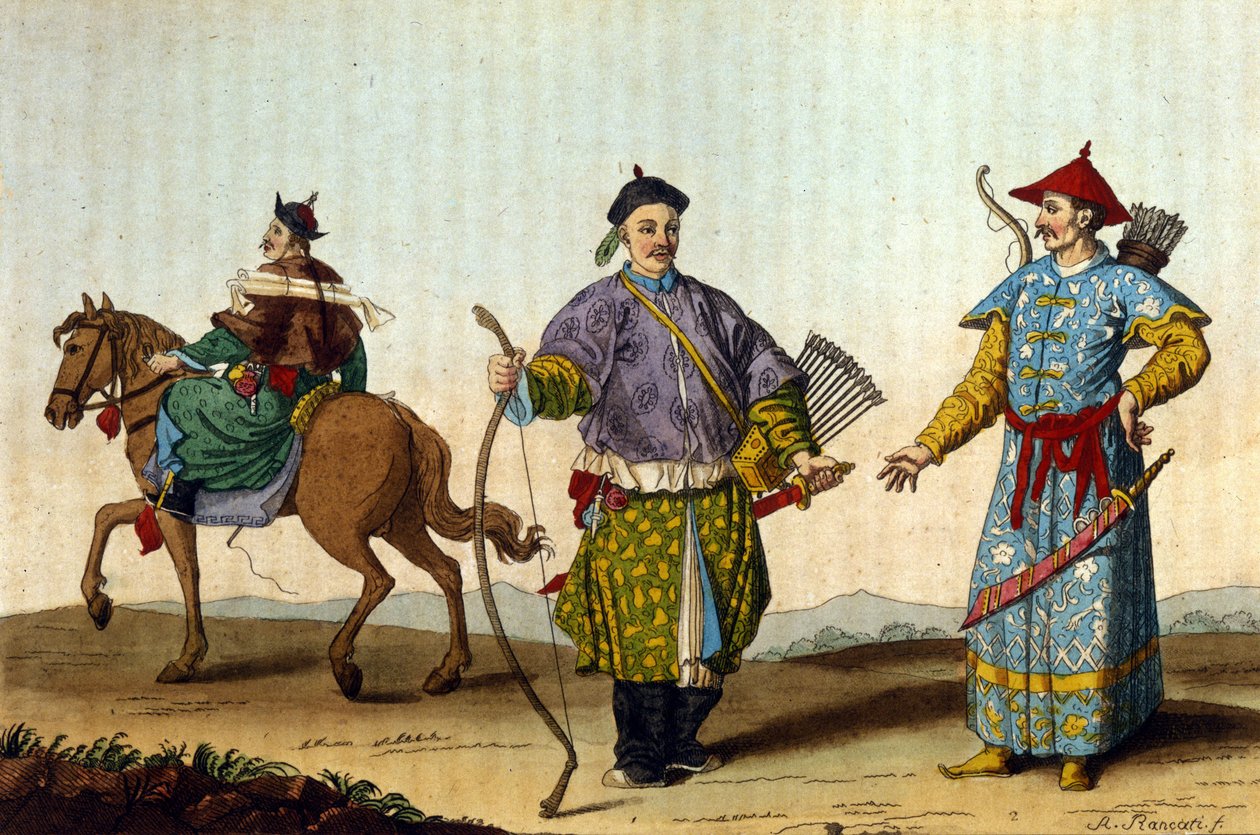 Farklı dönemlerin Çin askeri mandalinaları - “Antik ve Modern Kostüm””de J. Ferrario, ed. Milano by Unknown artist
