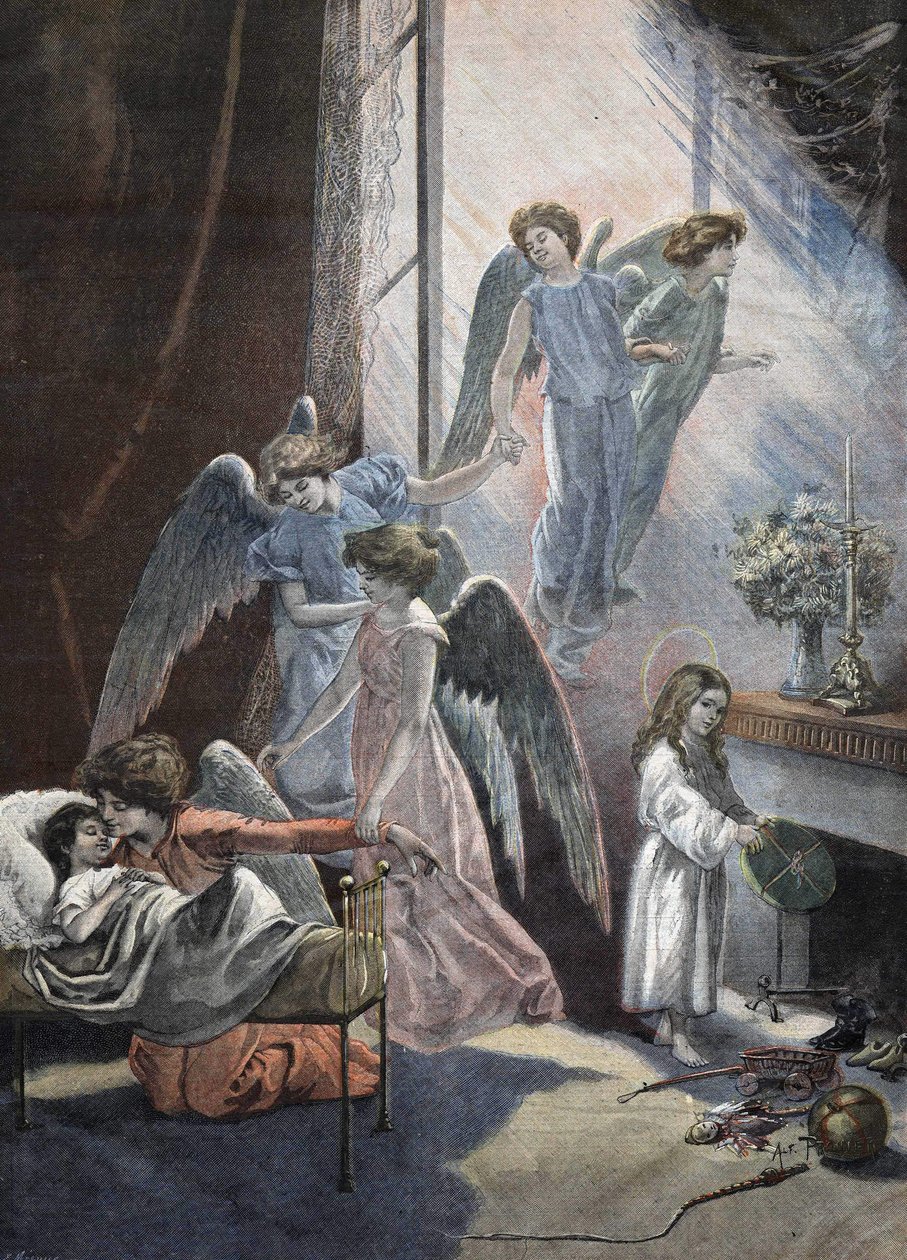 19. Yüzyılda Oyma Noel Rüyasında Çocuk by Unknown artist