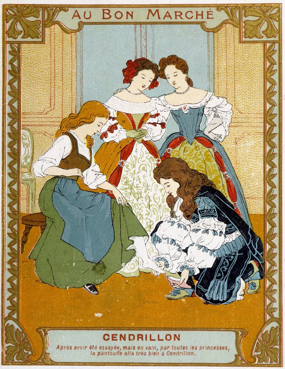 Külkedisi vair terliğini deniyor - Bon Marché reklam etiketi by Unknown artist