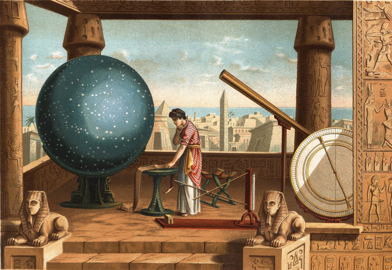 Claude Ptolemy (yaklaşık 100 - yaklaşık 170), İskenderiye Gözlemevinde (Mısır) Yunan bilgin ve astronom. Barselona 1877. by Unknown artist