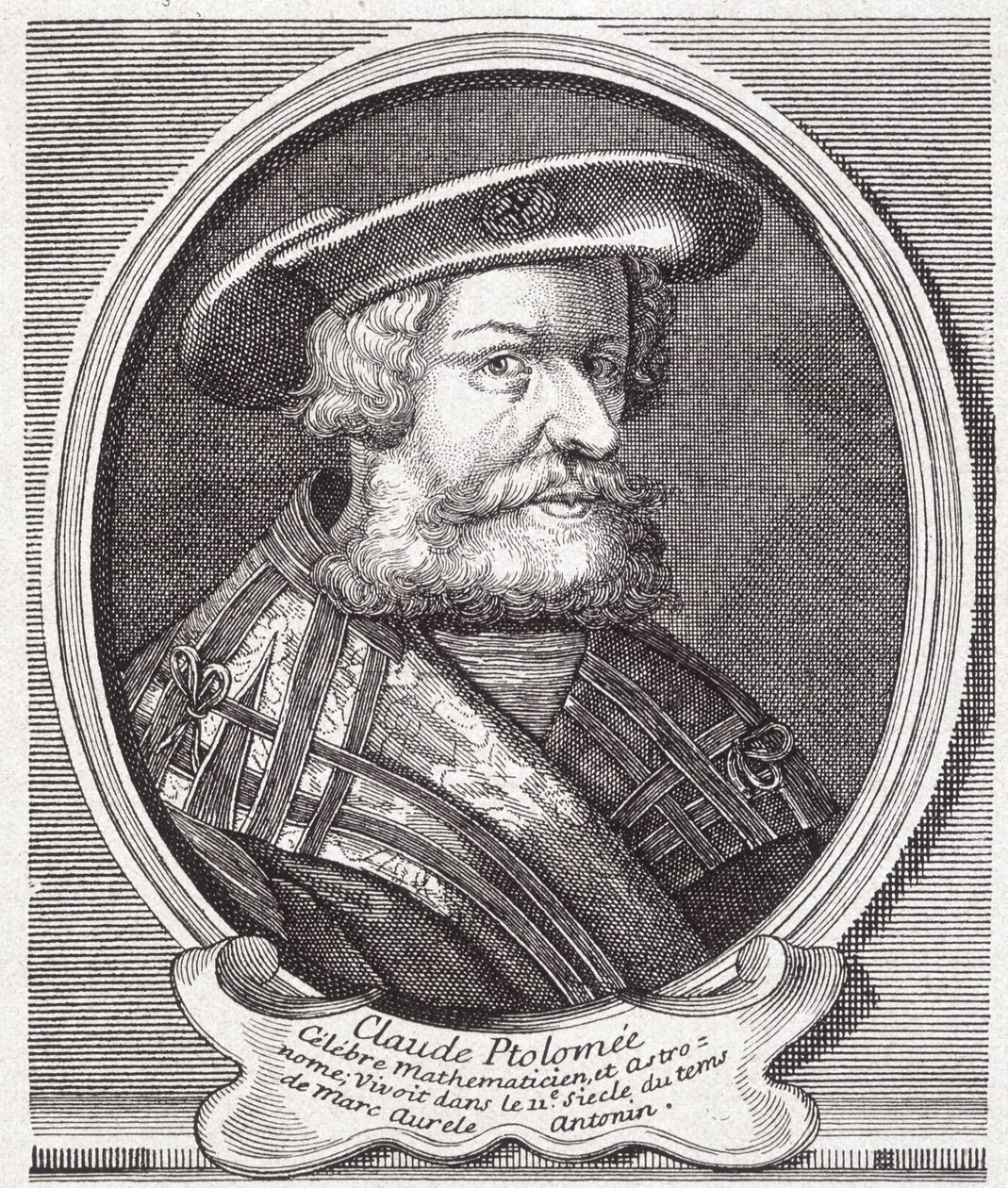Claude Ptolemy (v. 90 - v. 168), Yunan astronom, matematikçi ve coğrafyacı. 19. yüzyılın gravürü. by Unknown artist