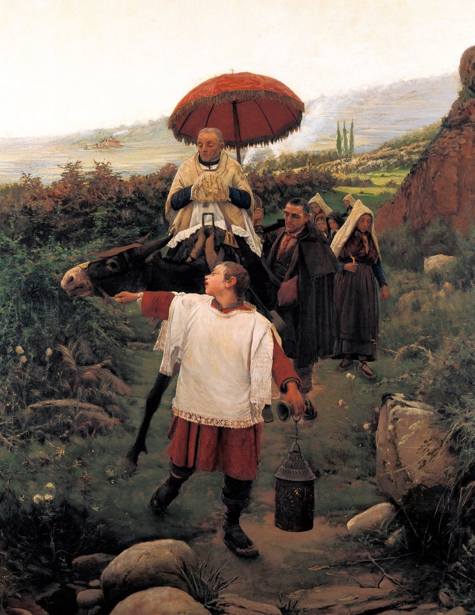 “" Dağı Birleştir "" Bir dağda Dini Kortej. Mariano VAYREDA VILA'nın (1853-1903) tablosu. İspanya, Olot Garrotxa Bölge Müzesi. by Unknown artist