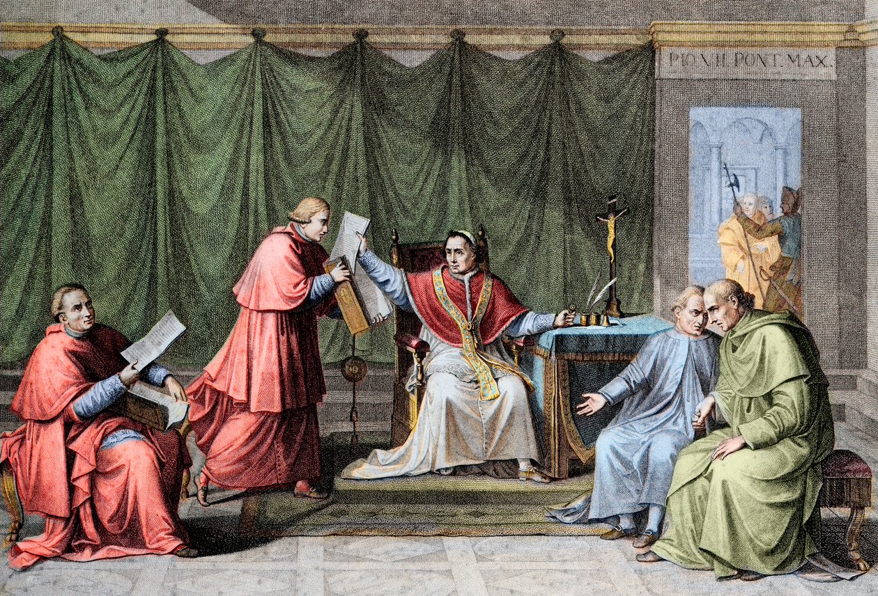 1801 Konkordatosu - Fransa ile Kutsal Kuşatma (Aziz Kuşatma) arasındaki Konkordato İmzası, Papa VII. Pius (Pius) (1742-1823), 15 Ağustos by Unknown artist