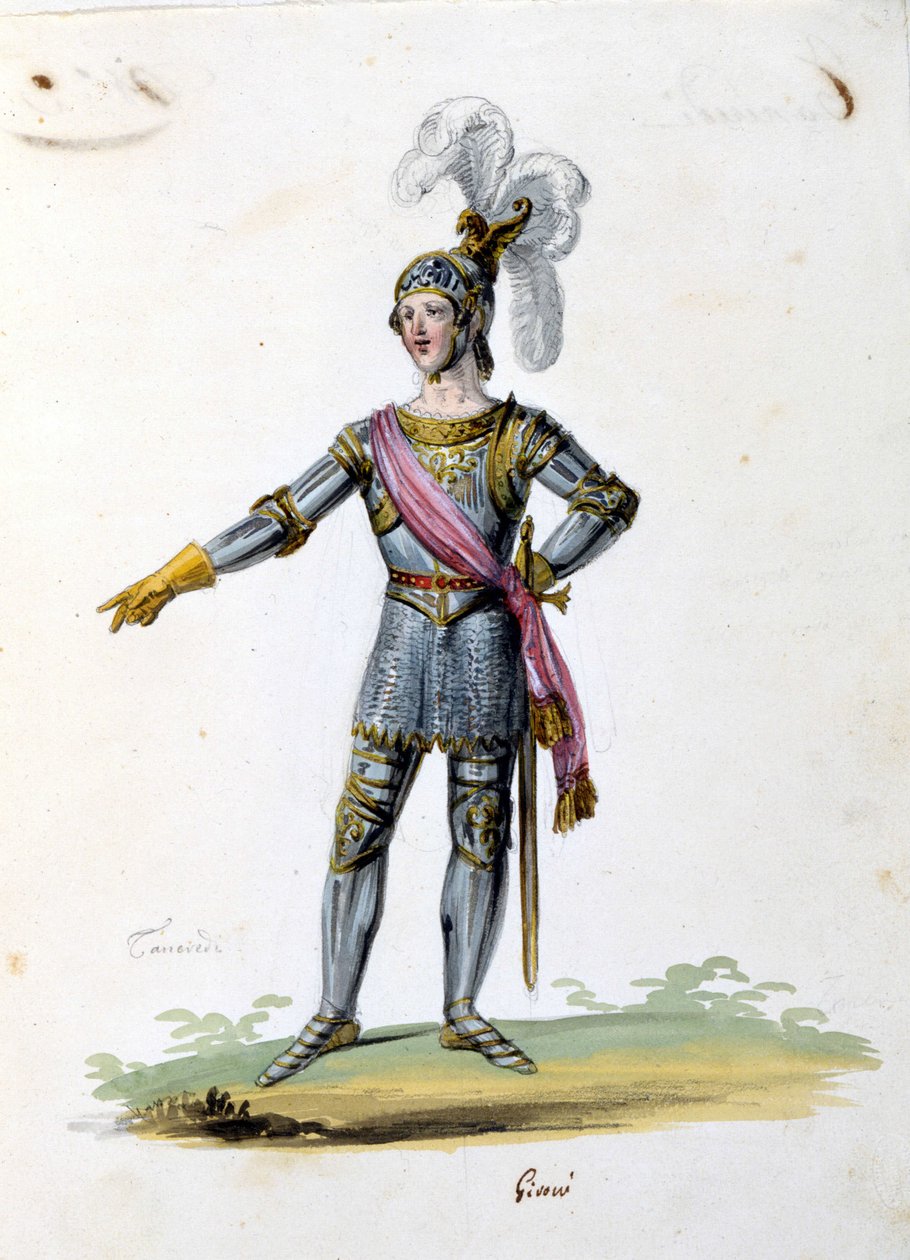 Tancrede karakteri için kostüm Gioacchino Rossini