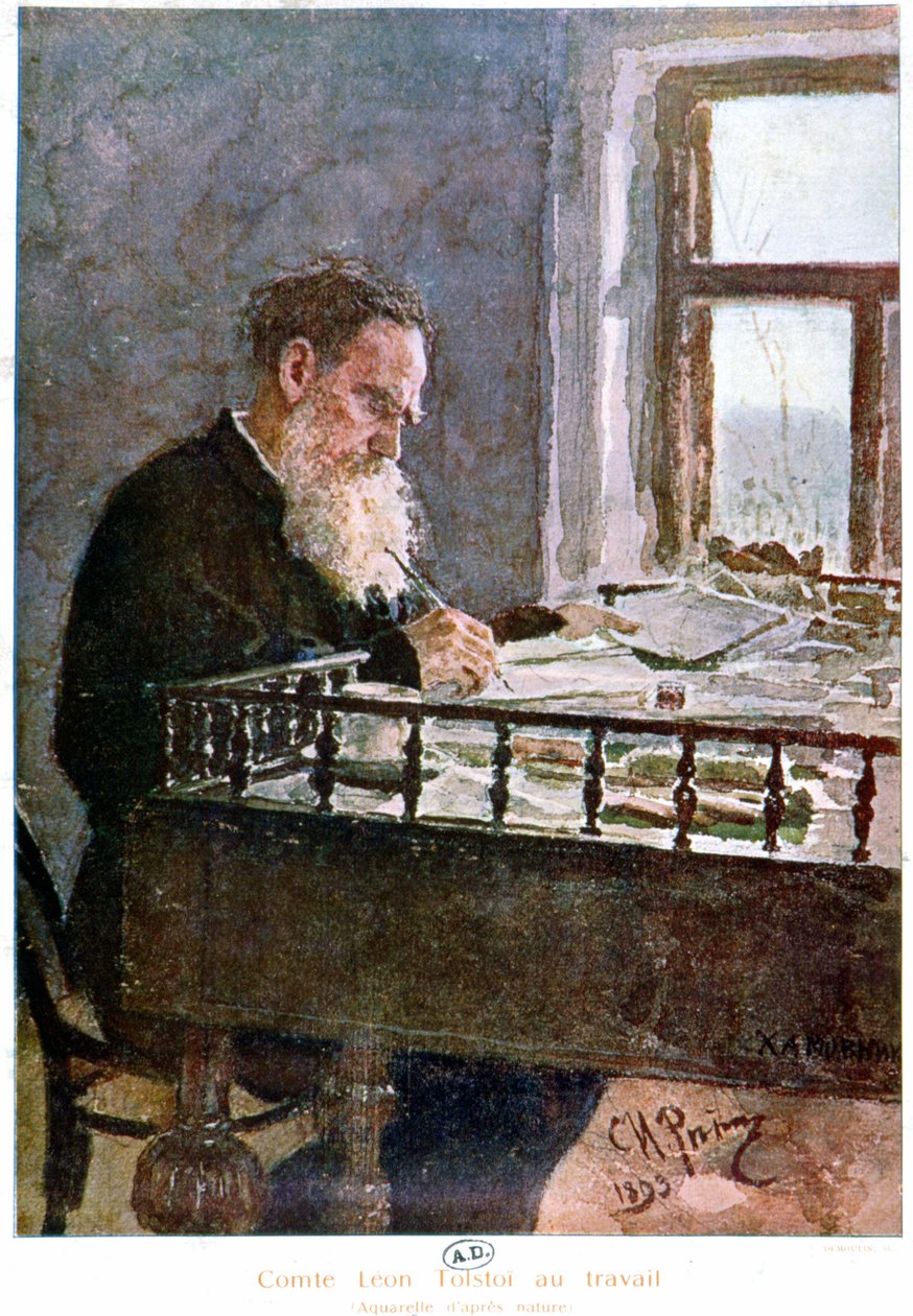 Kont Tolstoy yazısı - doğadan sonra suluboya by Unknown artist