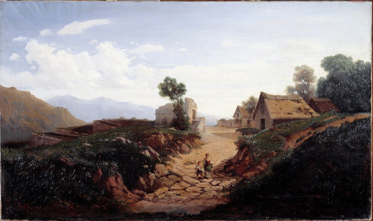 Köy yolu (tuval üzerine yağlı boya by Unknown artist
