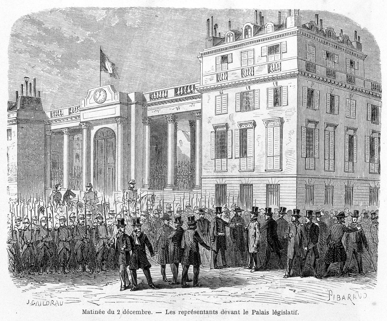 Darbe: 2 Aralık 1851'de Paris'in 10. bölgesindeki Belediye Binası'nda milletvekillerinin tutuklanması. by Unknown artist