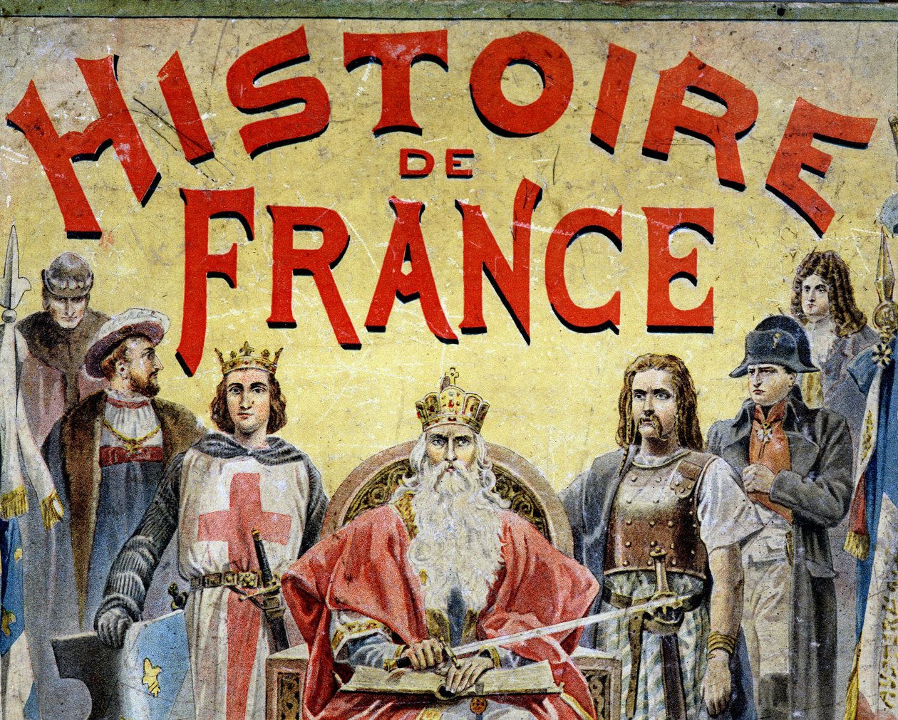 Tarihi karakterlerle “” Histoire de France” kitabının kapağı. by Unknown artist