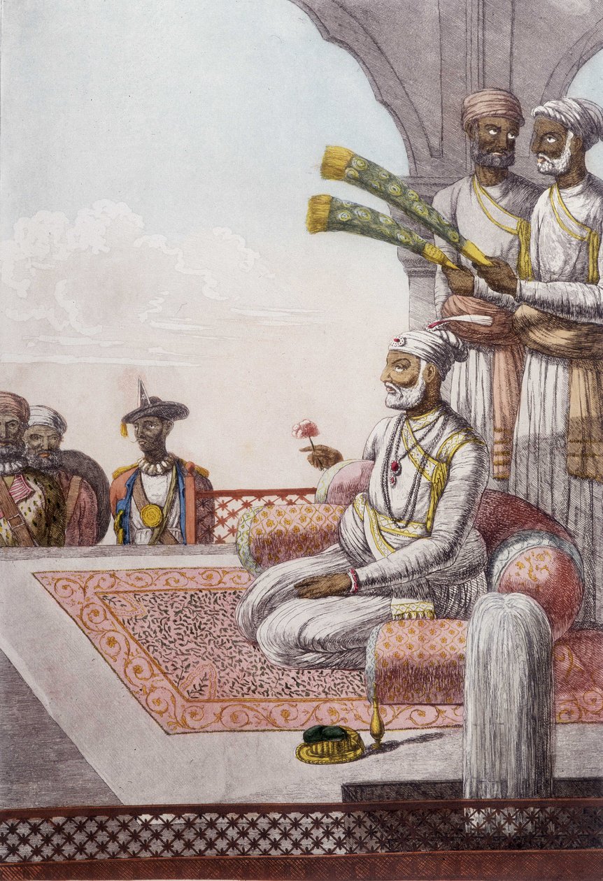 Kültür, Medeniyet ve Hint Toplumu: Brahman, Hindistan hükümdarı bir Radjah (Raca) portresi. 1808'den gravür. by Unknown artist