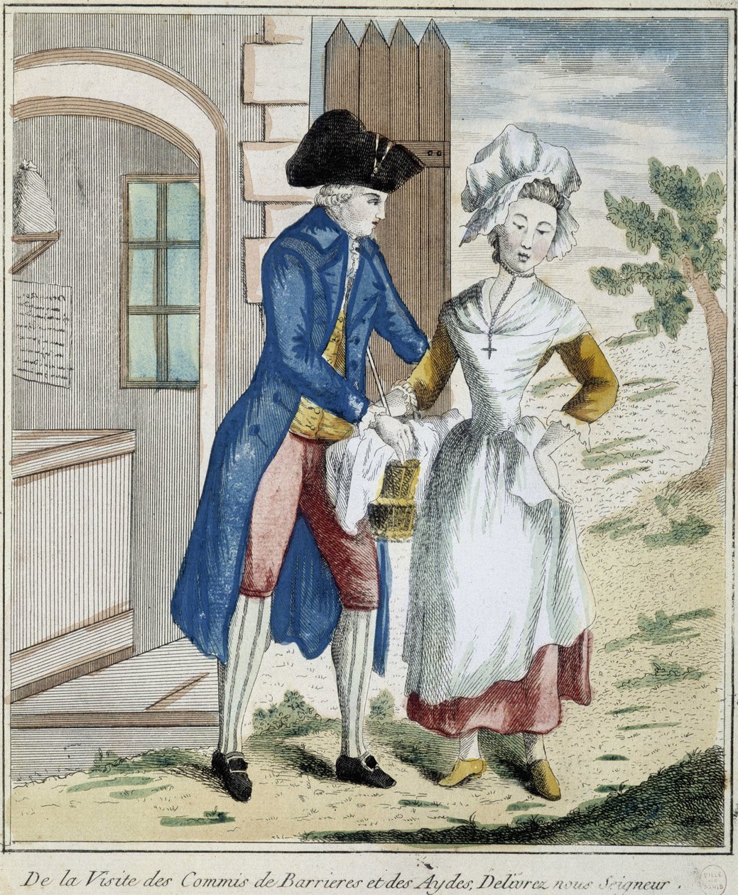 Gümrük: bariyer vergisi - 1800 civarında karikatür by Unknown artist
