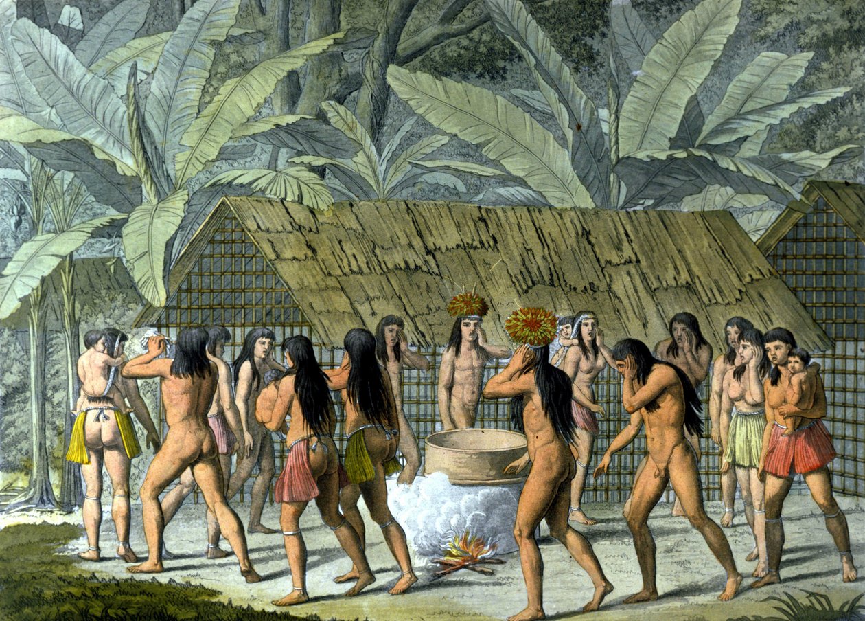 Camacanların Dansı, Brezilya Kızılderilileri - Ferrario, ed. Milano by Unknown artist