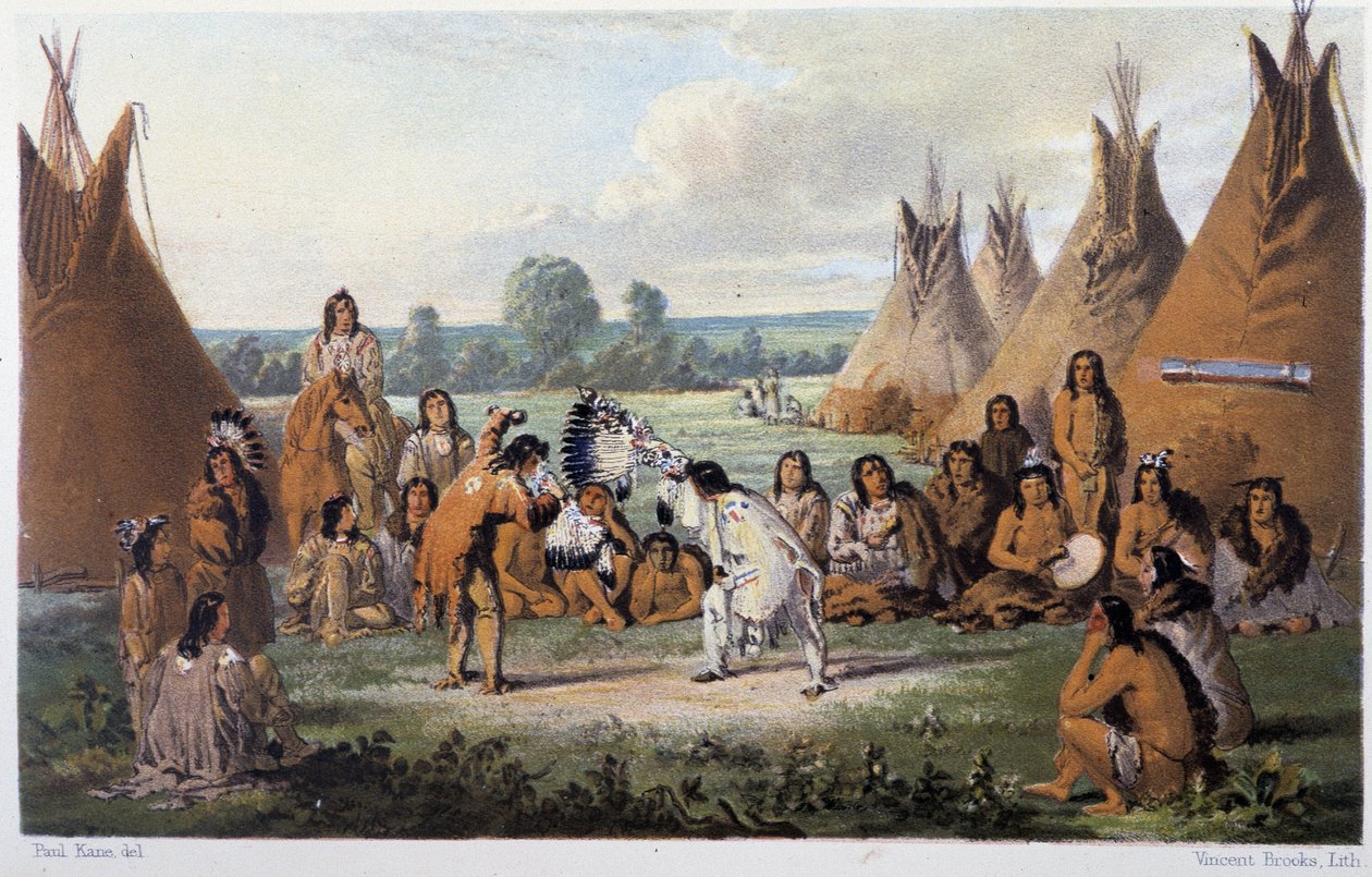 Danse chez les indians d'Amérique - Paul Kane, Longmans & Roberts, Londra tarafından “” Kuzey Amerika Kızılderilileri Arasında Bir Sanatçının Gezintisi”nde by Unknown artist